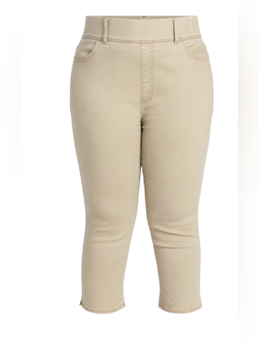 Terra & Sky Pull On Capri Jegging Quinn Wash Khaki Tan 3X (24W-26W) NWT